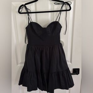 STAUD Black Landry Smocked Bustier Minidress
